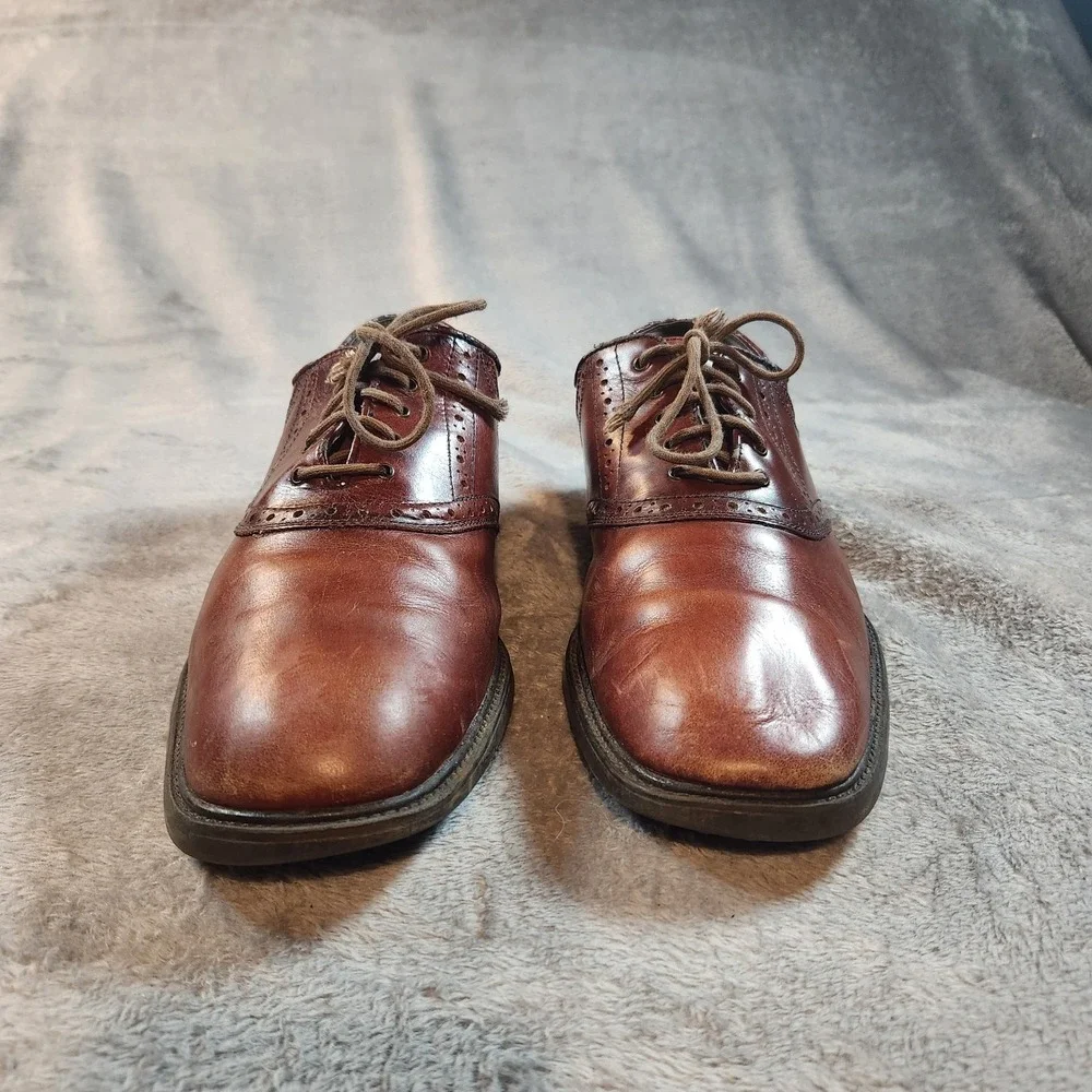 Nunn Bush Shoes Mens 12 Brown Leather Plain Toe Oxford Macallister 84046-200